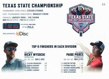 2023 Disc Golf Pro Tour - Event Champions #E3 Texas States (Ricky Wysocki / Paige Pierce) Back